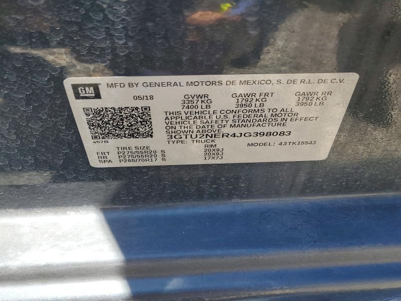 60653266 :رقم المزاد ، 3GTU2NER4JG398083 vin ، 2018 Gmc Sierra مزاد بيع
