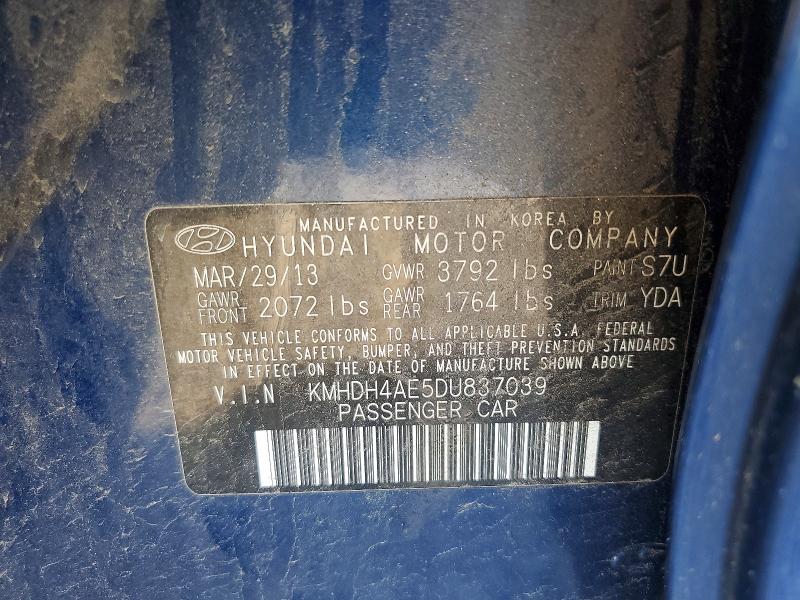 Продажа на аукционе авто 2013 Hyundai Elantra, vin: KMHDH4AE5DU837039, номер лота: 61336756