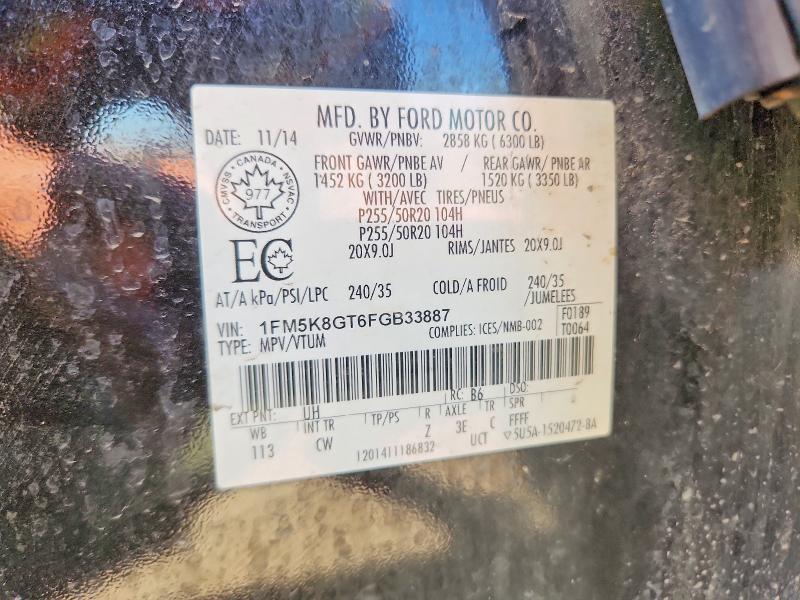 Aukcja sprzedaży 2015 Ford Explorer, vin: 1FM5K8GT6FGB33887, numer aukcji: 62581126