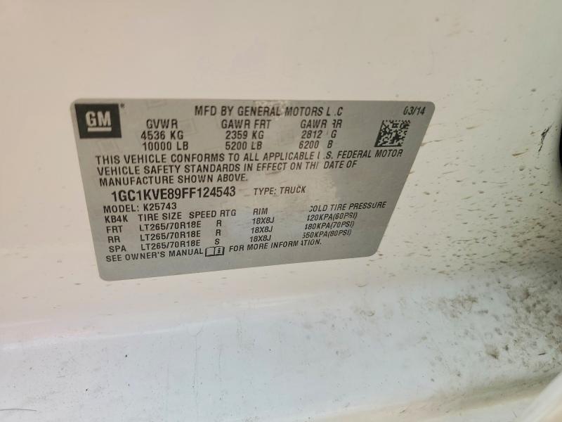 59591556 :رقم المزاد ، 1GC1KVE89FF124543 vin ، 2015 Chevrolet Silverado مزاد بيع