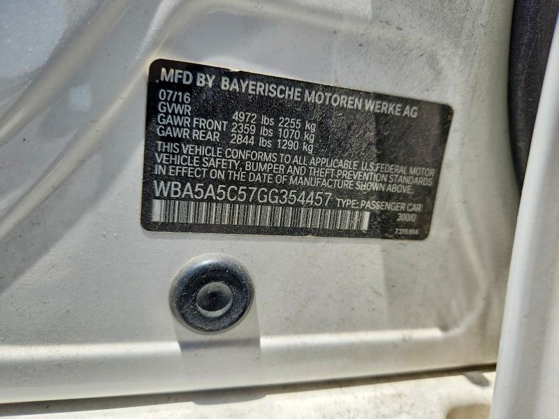 Aukcja sprzedaży 2016 Bmw 528, vin: WBA5A5C57GG354457, numer aukcji: 57460596