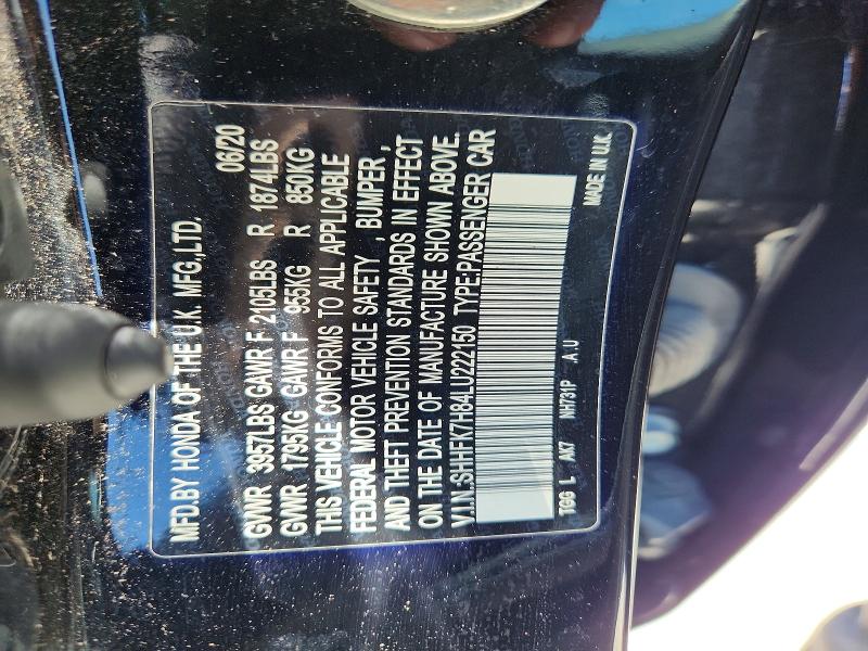 Aukcja sprzedaży 2020 Honda Civic, vin: SHHFK7H84LU222150, numer aukcji: 59081306