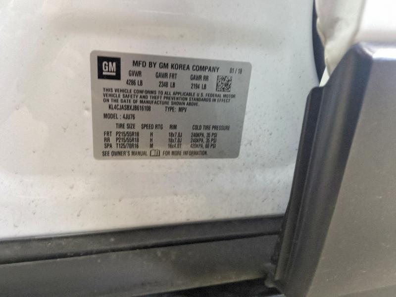 Продаж на аукціоні авто 2018 Buick Encore, vin: KL4CJASBXJB616108, номер лоту: 63412856