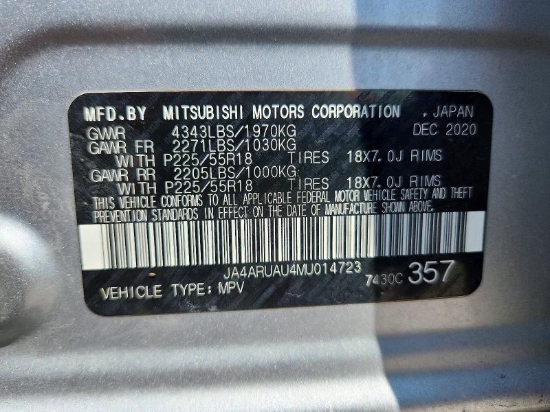 59990986 :رقم المزاد ، JA4ARUAU4MU014723 vin ، 2021 Mitsubishi Outlander Sport مزاد بيع