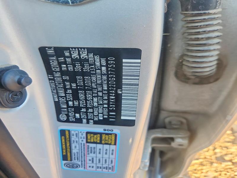 60761406 :رقم المزاد ، 5XYKW4A22DG377590 vin ، 2013 Kia Sorento مزاد بيع
