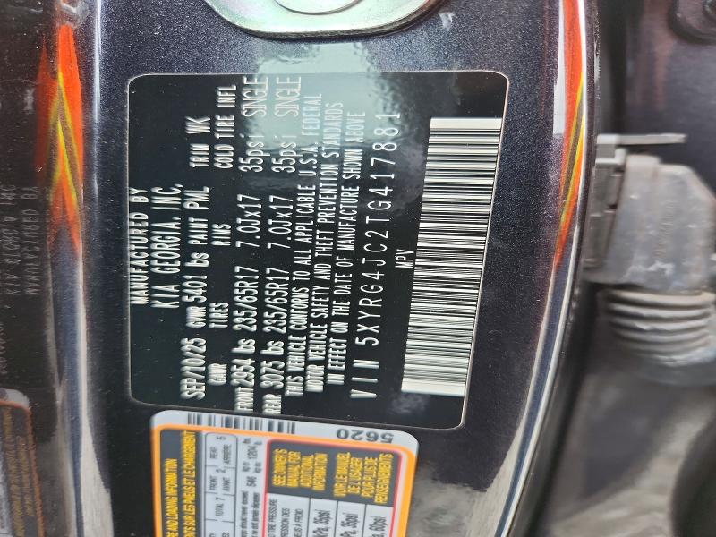 59889466 :رقم المزاد ، 5XYRG4JC2TG417881 vin ، 2026 Kia Sorento مزاد بيع