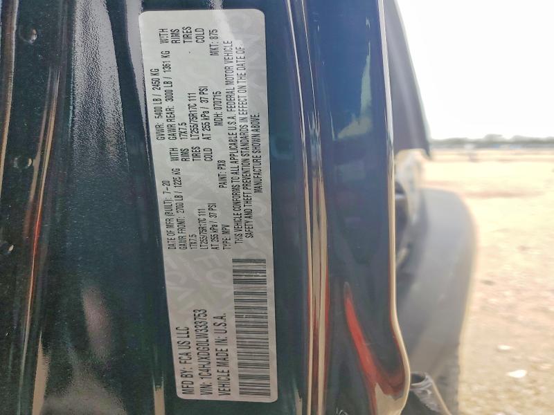61252656 :رقم المزاد ، 1C4HJXDG0LW333753 vin ، 2020 Jeep Wrangler Unlimited مزاد بيع