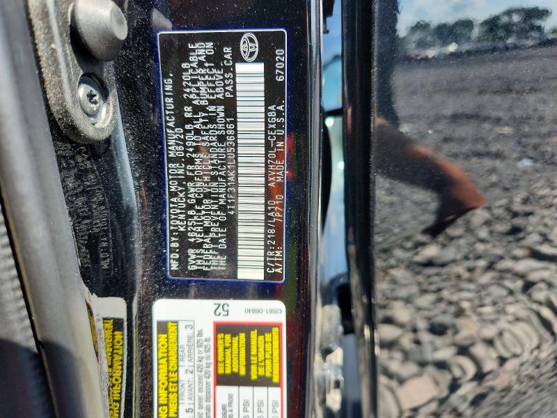 Продажа на аукционе авто 2020 Toyota Camry, vin: 4T1F31AK1LU536861, номер лота: 60920126