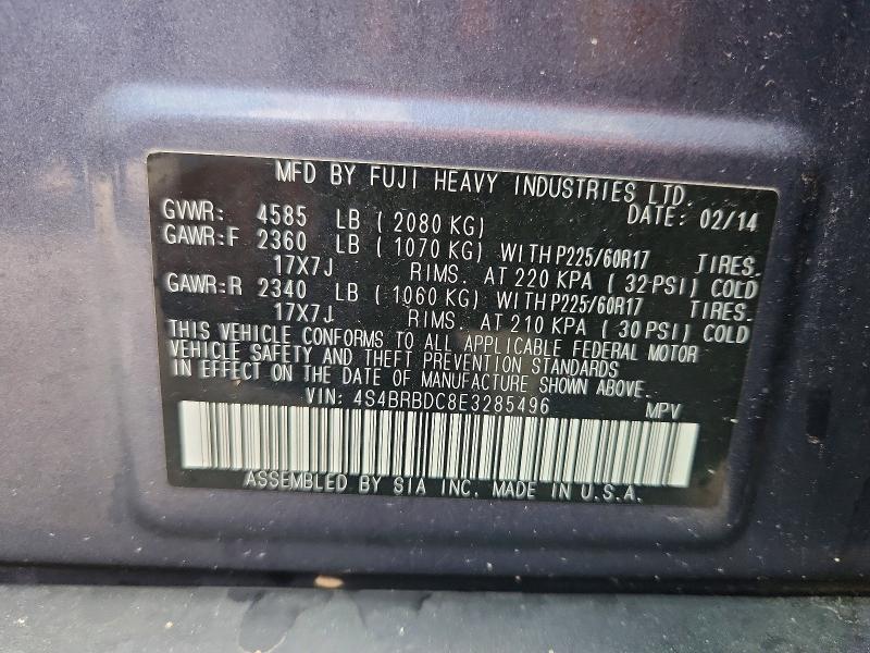 60564056 :رقم المزاد ، 4S4BRBDC8E3285496 vin ، 2014 Subaru Outback مزاد بيع