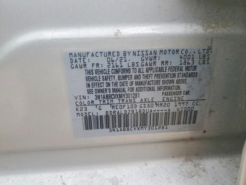 Aukcja sprzedaży 2021 Nissan Sentra, vin: 3N1AB8CVXMY301281, numer aukcji: 61887386