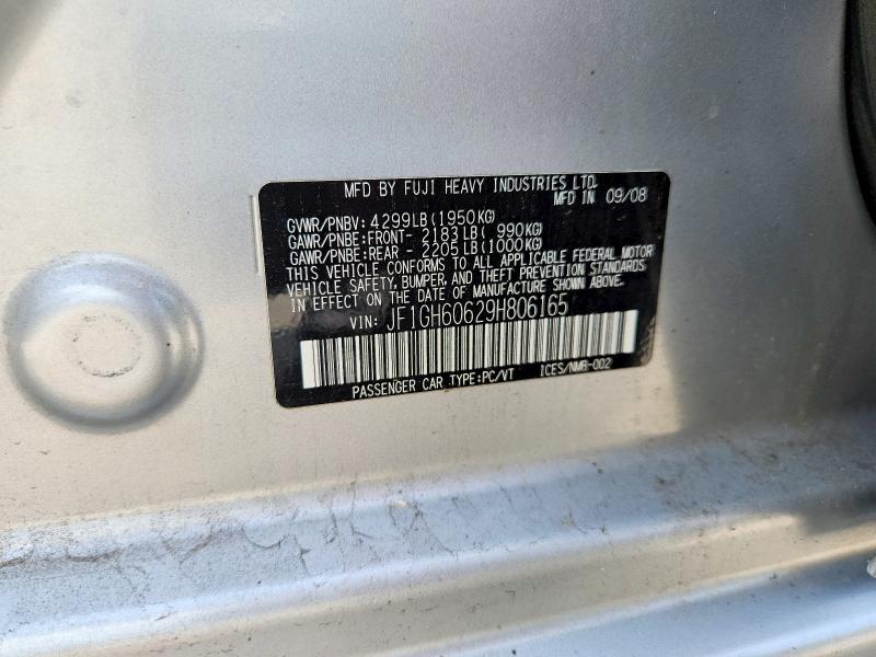 Aukcja sprzedaży 2009 Subaru Impreza, vin: JF1GH60629H806165, numer aukcji: 62461566