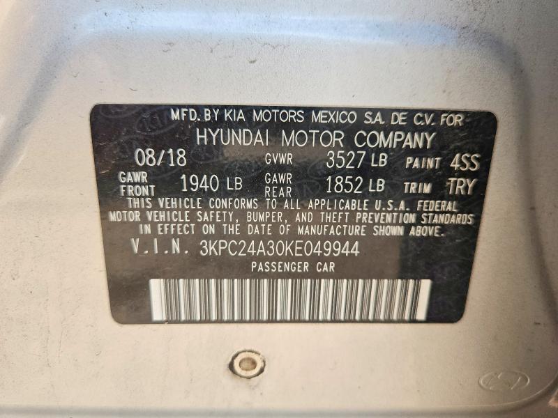 Aukcja sprzedaży 2019 Hyundai Accent, vin: 3KPC24A30KE049944, numer aukcji: 61886566