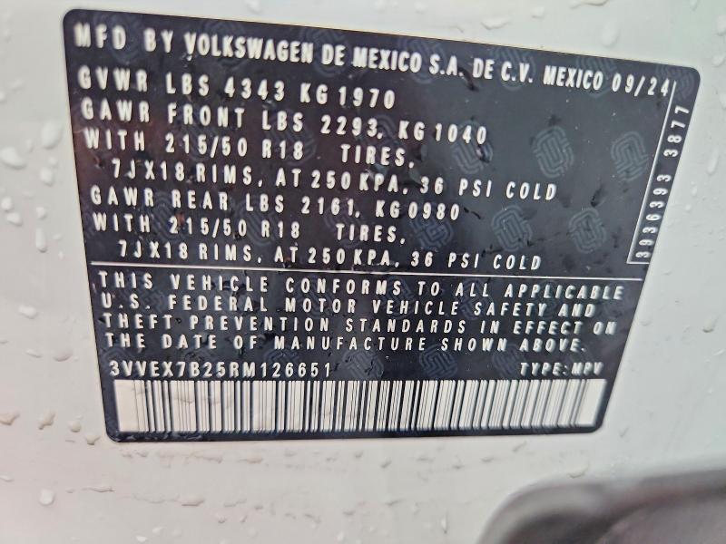 Aukcja sprzedaży 2024 Volkswagen Taos, vin: 3VVEX7B25RM126651, numer aukcji: 60576436