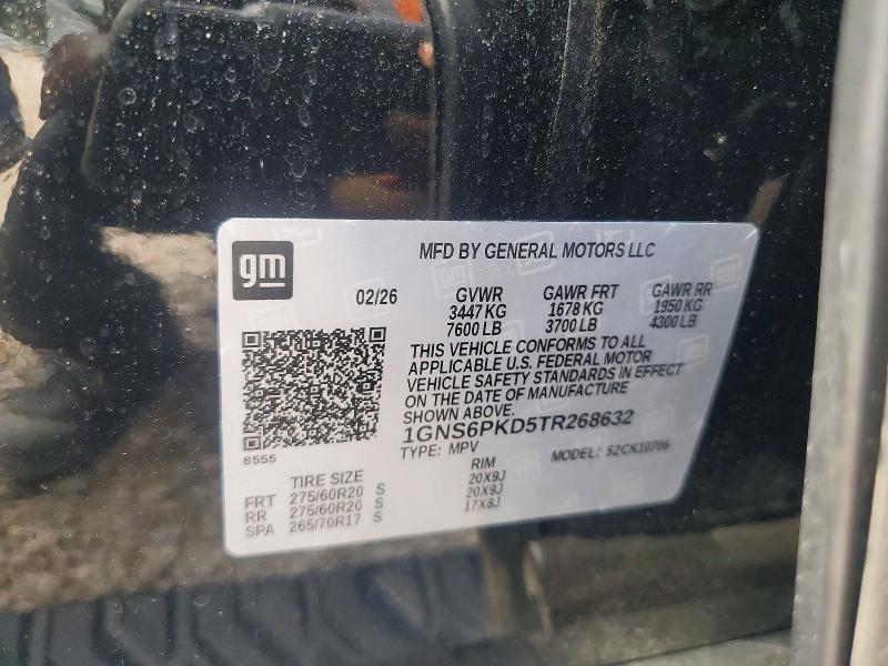 2026 Chevrolet Tahoe მანქანა იყიდება აუქციონზე, vin: 1GNS6PKD5TR268632, აუქციონის ნომერი: 41633396