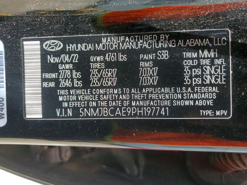 61736656 :رقم المزاد ، 5NMJBCAE9PH197741 vin ، 2023 Hyundai Tucson مزاد بيع