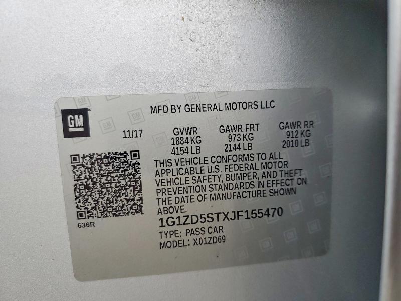 Продаж на аукціоні авто 2018 Chevrolet Malibu, vin: 1G1ZD5STXJF155470, номер лоту: 61917216