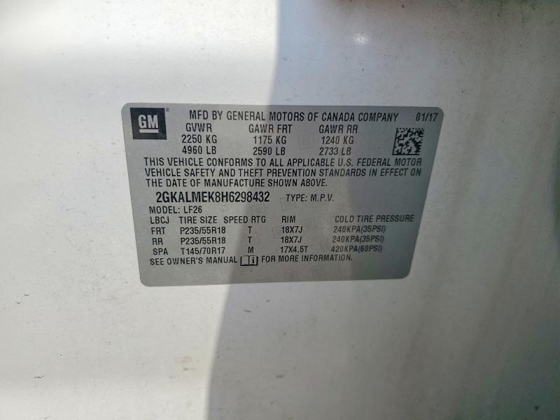 Aukcja sprzedaży 2017 Gmc Terrain, vin: 2GKALMEK8H6298432, numer aukcji: 59726876