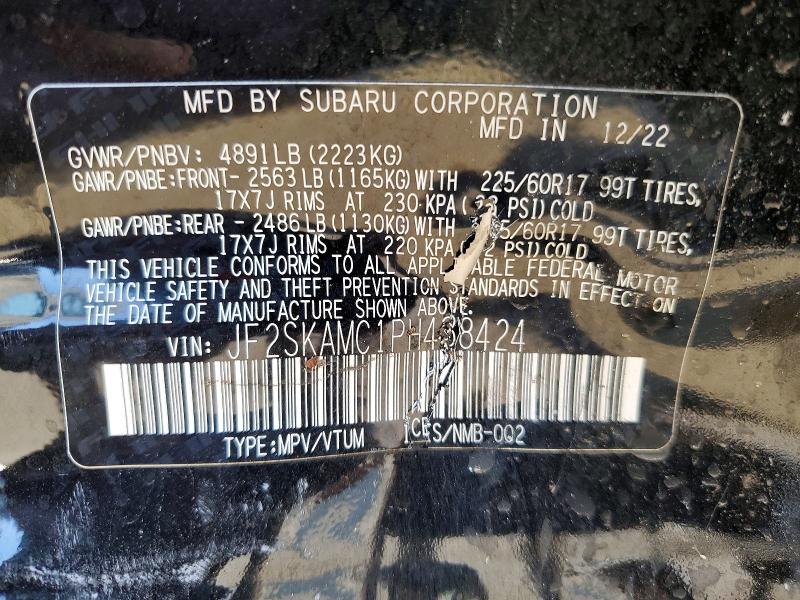 Aukcja sprzedaży 2023 Subaru Forester, vin: JF2SKAMC1PH438424, numer aukcji: 61129886