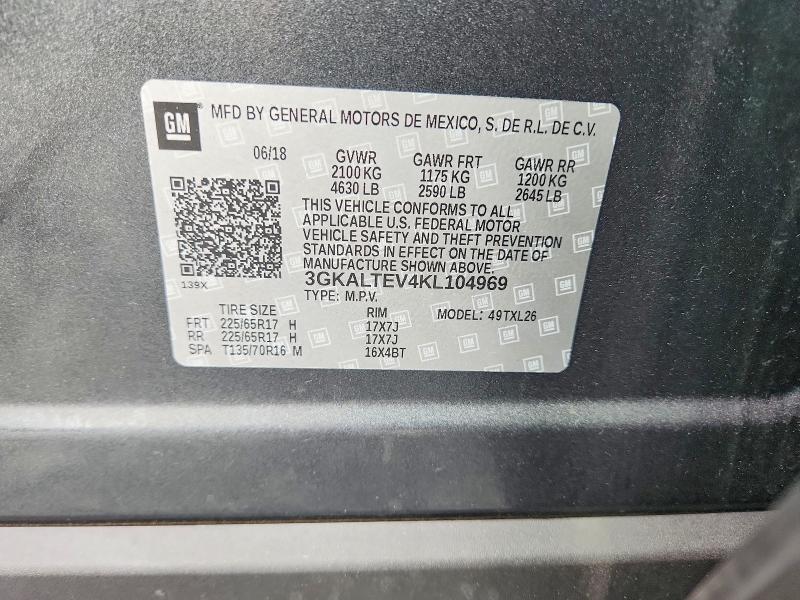 2019 Gmc Terrain მანქანა იყიდება აუქციონზე, vin: 3GKALTEV4KL104969, აუქციონის ნომერი: 61744336
