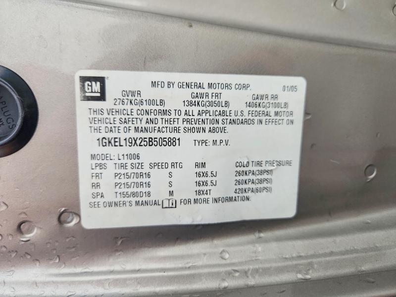 Продажа на аукционе авто 2005 Gmc Safari, vin: 1GKEL19X25B505881, номер лота: 62738266