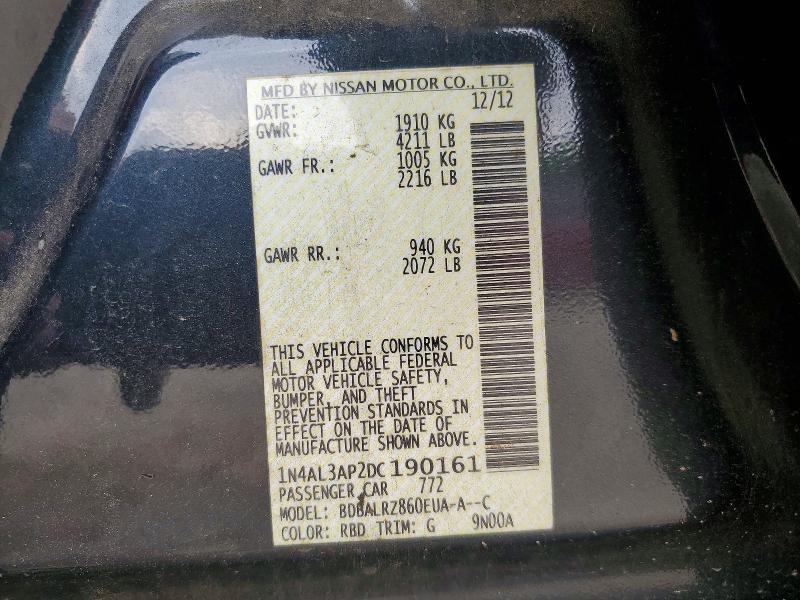 2013 Nissan Altima მანქანა იყიდება აუქციონზე, vin: 1N4AL3AP2DC190161, აუქციონის ნომერი: 58962736
