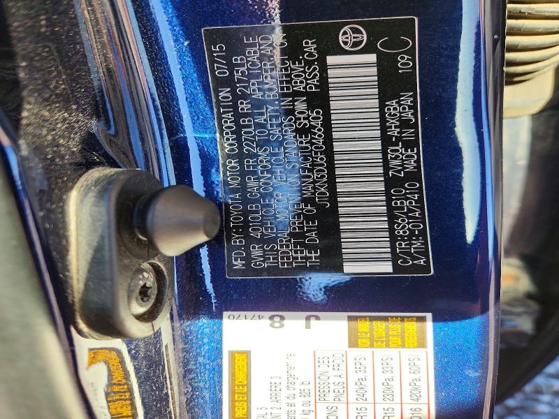 Aukcja sprzedaży 2015 Toyota Prius, vin: JTDKN3DU6F0466405, numer aukcji: 61132846