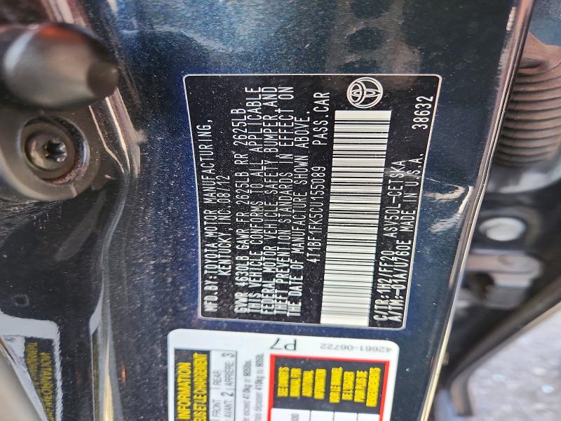2012 Toyota Camry მანქანა იყიდება აუქციონზე, vin: 4T1BF1FK5CU155089, აუქციონის ნომერი: 63015476