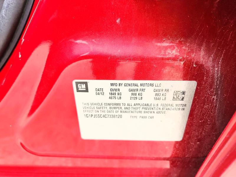 Продажа на аукционе авто 2012 Chevrolet Cruze, vin: 1G1PJ5SC4C7338120, номер лота: 62051336