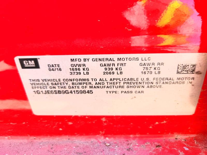 Aukcja sprzedaży 2016 Chevrolet Sonic, vin: 1G1JE6SB9G4159845, numer aukcji: 60666776