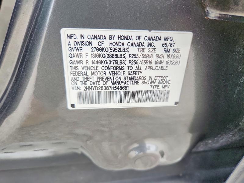 Aukcja sprzedaży 2007 Acura Mdx, vin: 2HNYD28387H546661, numer aukcji: 61738246