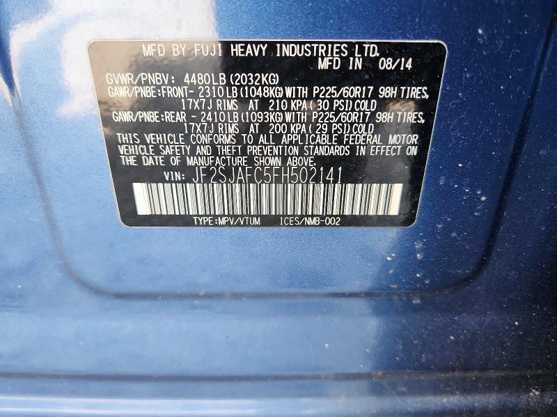 61499626 :رقم المزاد ، JF2SJAFC5FH502141 vin ، 2015 Subaru Forester مزاد بيع