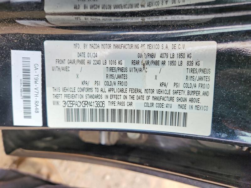 61896656 :رقم المزاد ، 3MZBPACM3RM413806 vin ، 2024 Mazda 3 مزاد بيع