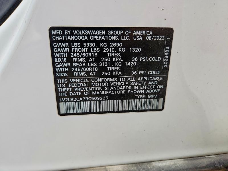 Aukcja sprzedaży 2024 Volkswagen Atlas, vin: 1V2LR2CA7RC509225, numer aukcji: 63032666