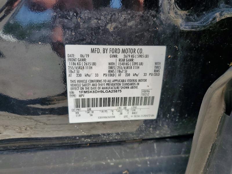 62724146 :رقم المزاد ، 1FMSK8DH9LGA25875 vin ، 2020 Ford Explorer مزاد بيع