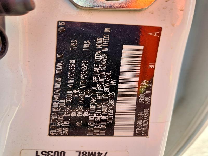 62675266 :رقم المزاد ، 5TDZY5G1XGS061925 vin ، 2016 Toyota Sequoia مزاد بيع