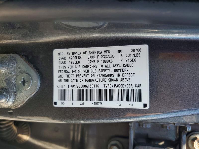 Продаж на аукціоні авто 2008 Honda Accord, vin: 1HGCP26308A156116, номер лоту: 61567786