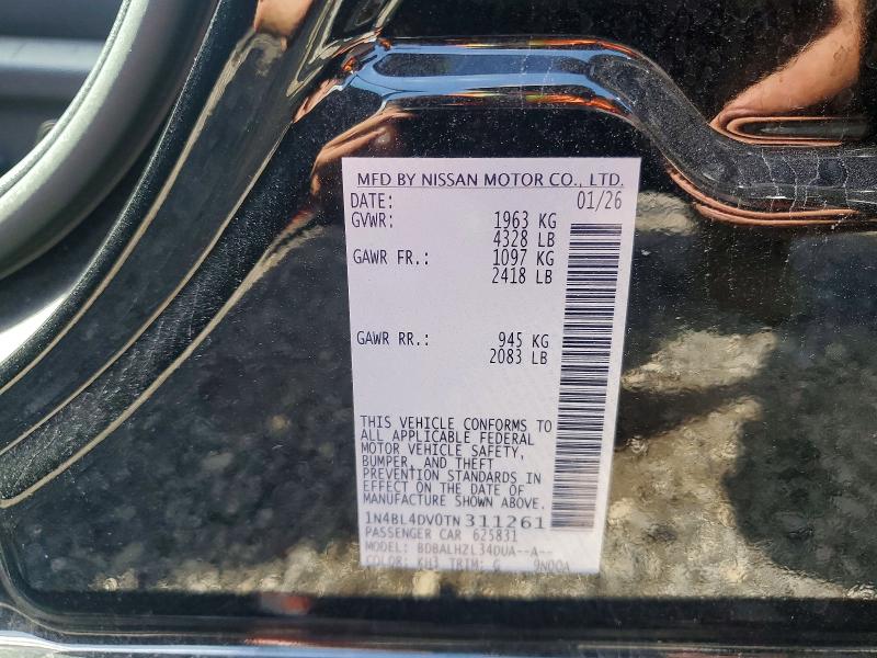 Aukcja sprzedaży 2026 Nissan Altima, vin: 1N4BL4DV0TN311261, numer aukcji: 60657006