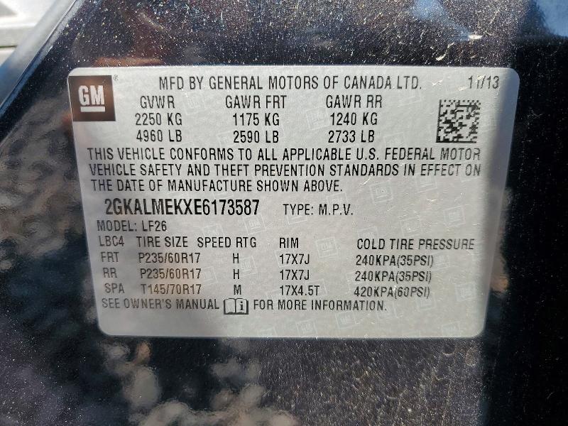 60956976 :رقم المزاد ، 2GKALMEKXE6173587 vin ، 2014 Gmc Terrain مزاد بيع