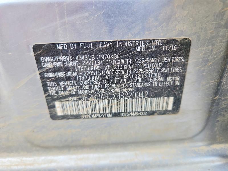 Aukcja sprzedaży 2017 Subaru Crosstrek, vin: JF2GPABCXH8220042, numer aukcji: 60176596