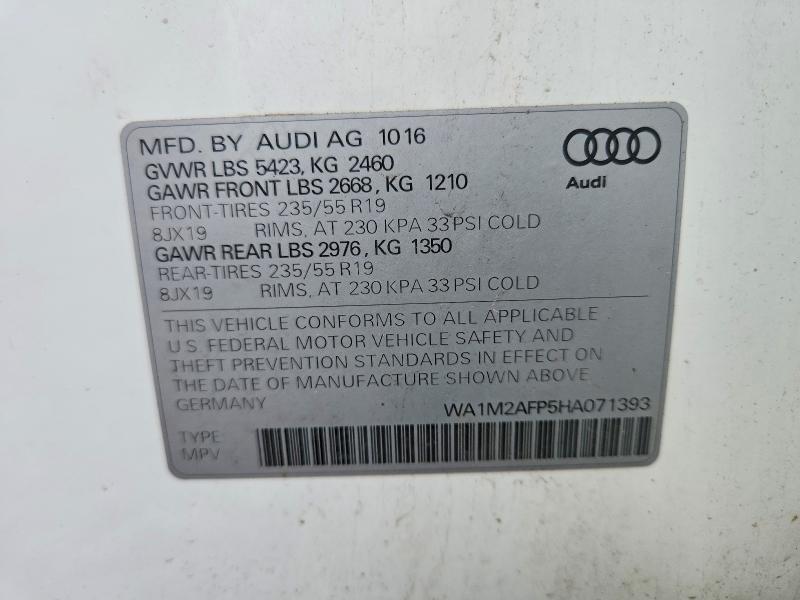 Aukcja sprzedaży 2017 Audi Q5, vin: WA1M2AFP5HA071393, numer aukcji: 59633936