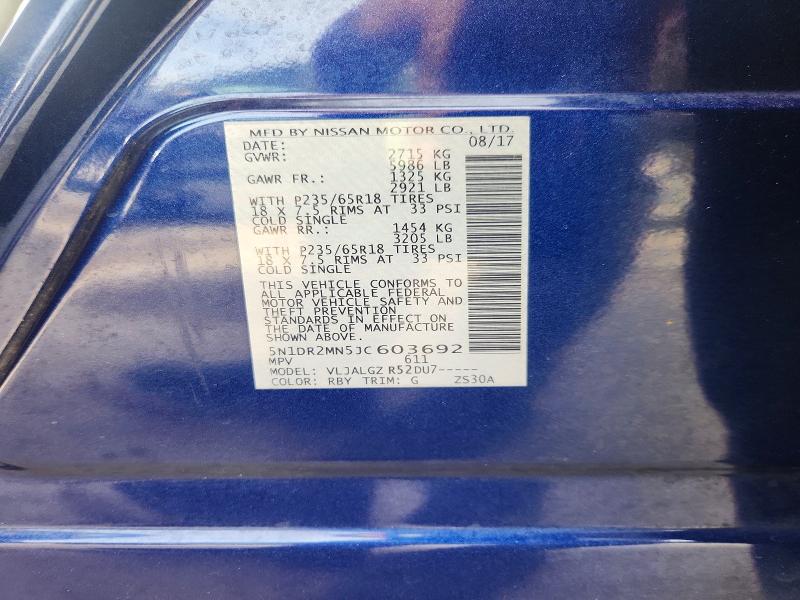 Продажа на аукционе авто 2018 Nissan Pathfinder, vin: 5N1DR2MN5JC603692, номер лота: 60415156