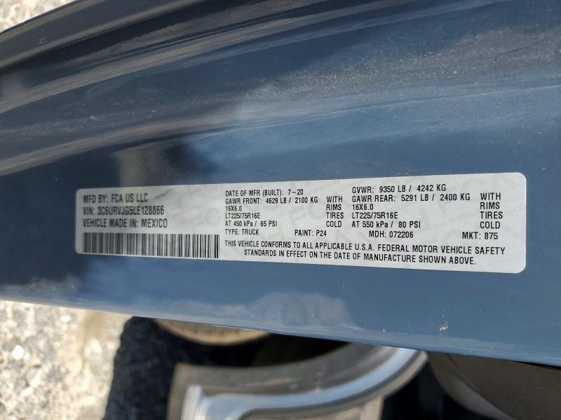 61003606 :رقم المزاد ، 3C6URVJG5LE128866 vin ، 2020 Ram Promaster 3500 مزاد بيع