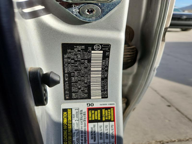 Продажа на аукционе авто 2016 Toyota Corolla, vin: 2T1BURHEXGC700495, номер лота: 61487806