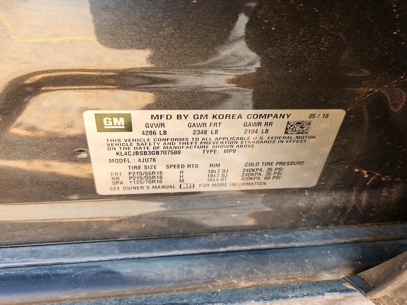 Продаж на аукціоні авто 2016 Buick Encore, vin: KL4CJBSB3GB707588, номер лоту: 59244976
