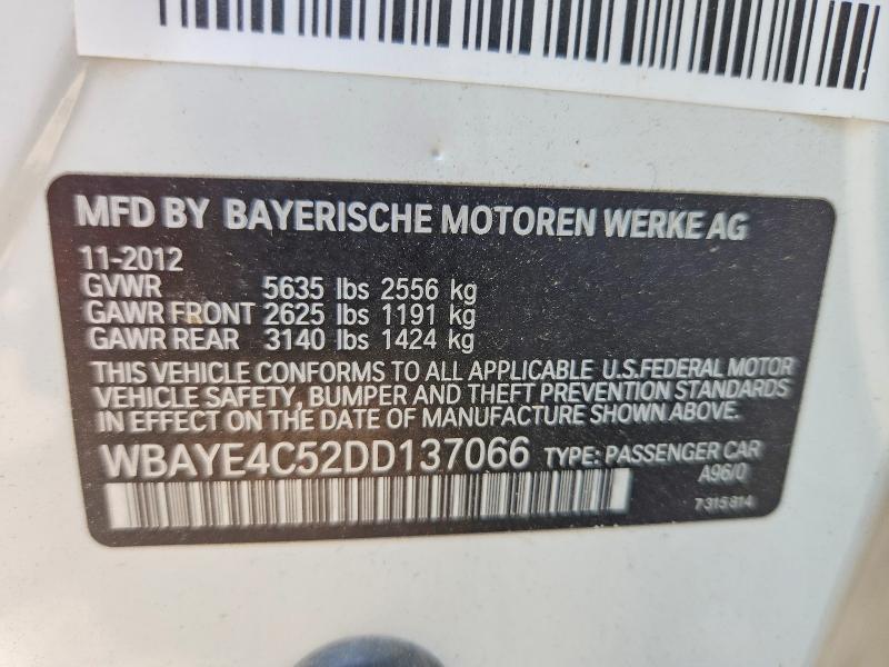 Продажа на аукционе авто 2013 Bmw 740, vin: WBAYE4C52DD137066, номер лота: 59586616