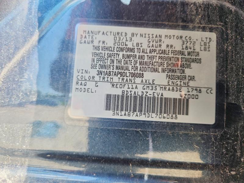 Aukcja sprzedaży 2013 Nissan Sentra, vin: 3N1AB7AP9DL706088, numer aukcji: 59396116