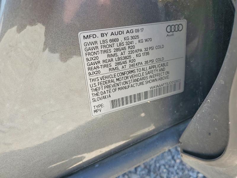 2018 Audi Q7 მანქანა იყიდება აუქციონზე, vin: WA1AAAF73JD012823, აუქციონის ნომერი: 62028386
