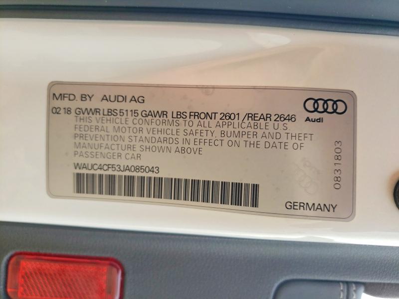 Продажа на аукционе авто 2018 Audi S5, vin: WAUC4CF53JA085043, номер лота: 61491046