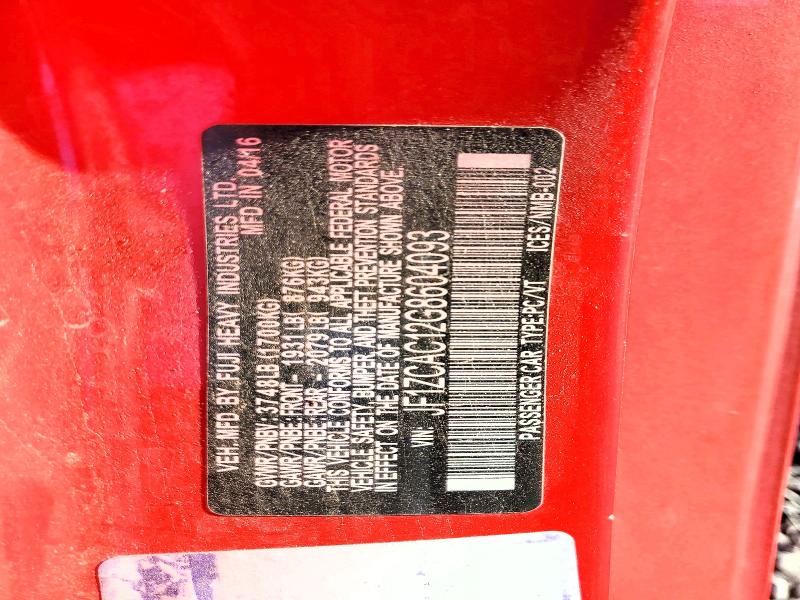Aukcja sprzedaży 2016 Subaru Brz, vin: JF1ZCAC12G8604093, numer aukcji: 61720106