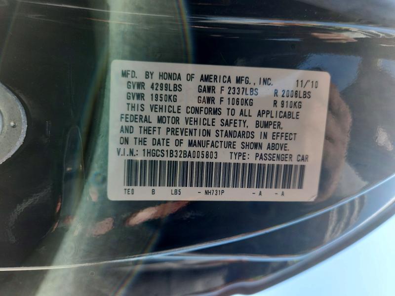 62097776 :رقم المزاد ، 1HGCS1B32BA005803 vin ، 2011 Honda Accord مزاد بيع